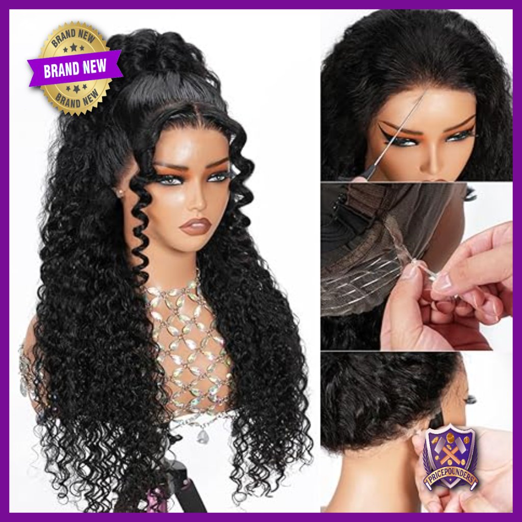 26 Inch Human Hair Wig, Glueless Hd Lace Front, Deep Wave 180 Density